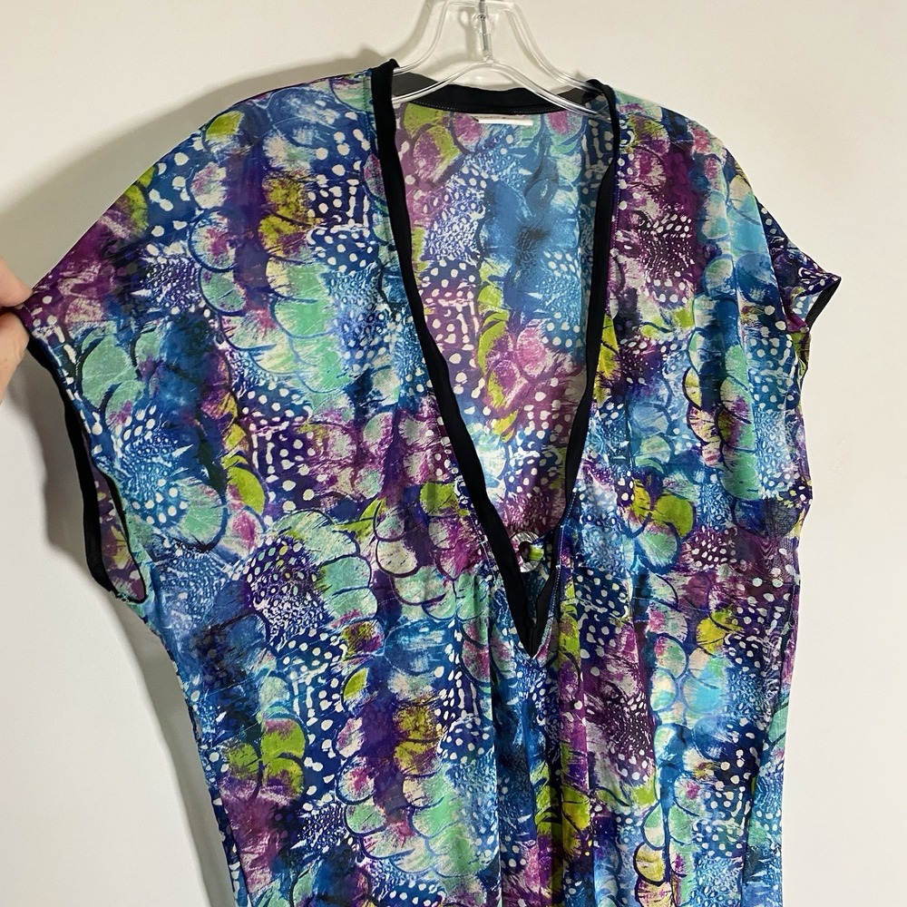 Profile By Gottex Top Swim Coverup Womens 22W Multicolor Coral Lace Flowy Beach - Picture 4 of 12
